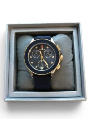 Michele Cape Swiss Chronograph Navy Blue Dial Watch